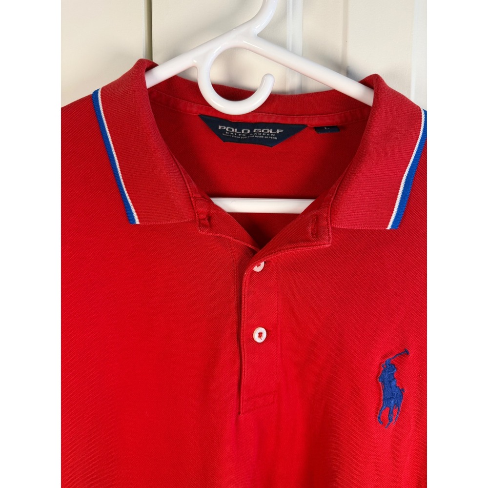 Polo Golf Ralph Lauren Mens Red Pima Cotton Big Pony Polo Shirt Size L - Picture 2 of 4